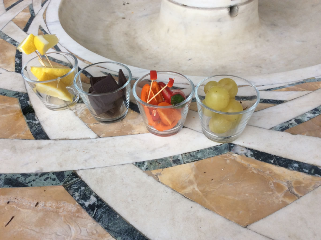 4 elements lemon, chocolate, strawberries, grapes in the West